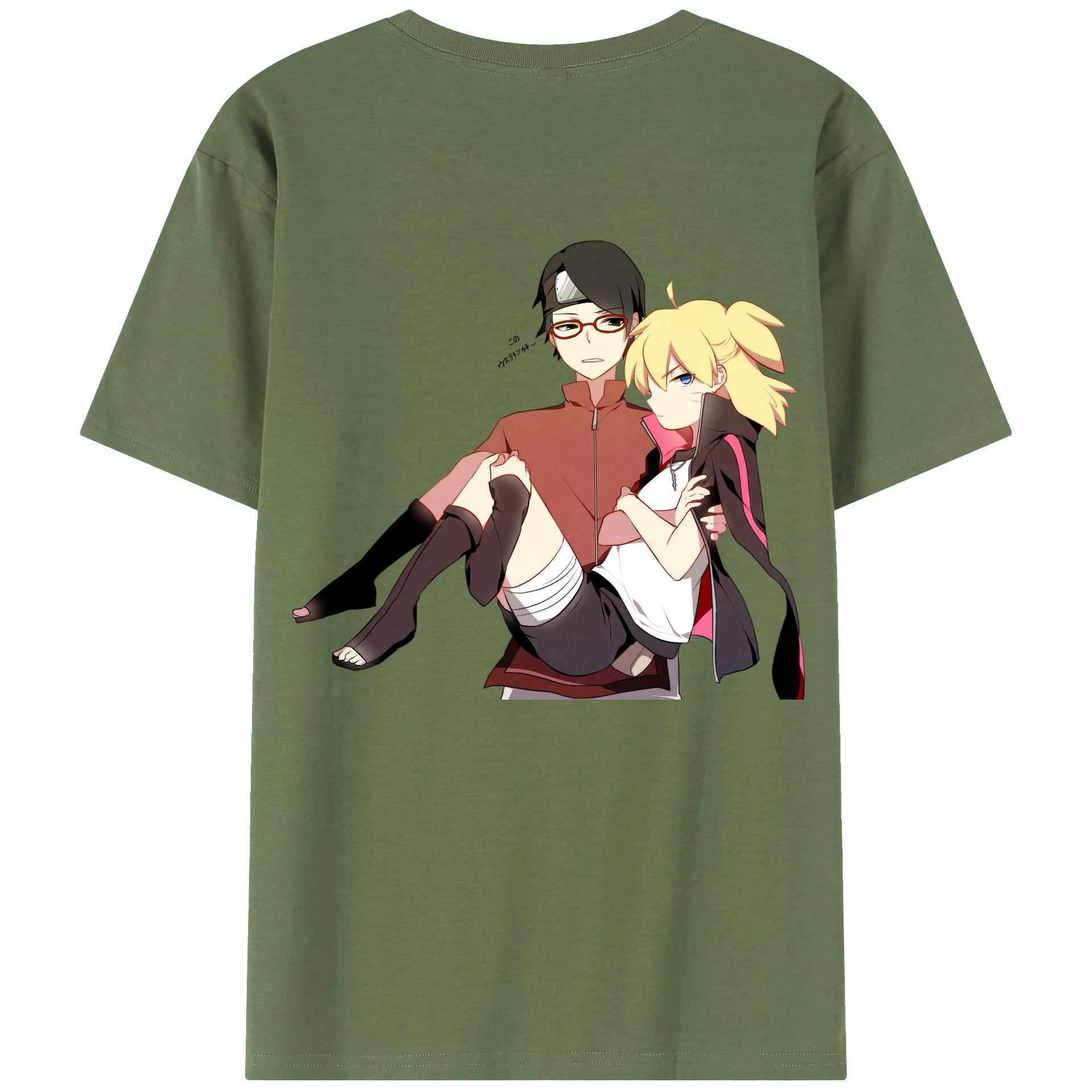 （画像用） NARUTO -ナルト- うちは サラダ Uchiha Sarada 綿100％ メンズ半袖Tシャツ（バックプリント） 通気性